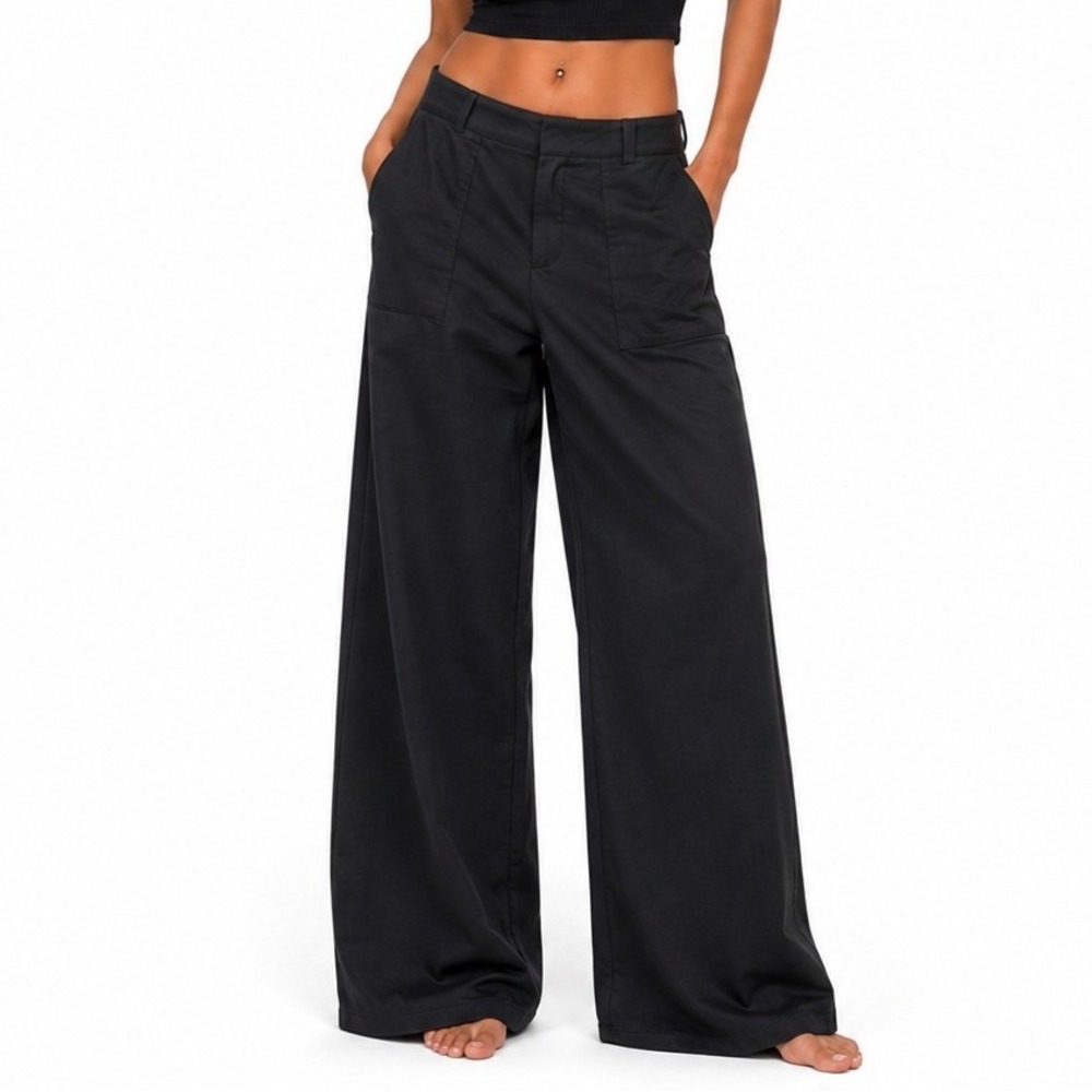G4Free Wide Leg Yoga Pants Women Size M Black High Waisted Athletic Trousers